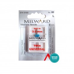 Milward - Aguja Jemelas Universal para Máquinas de Coser - Numero 80